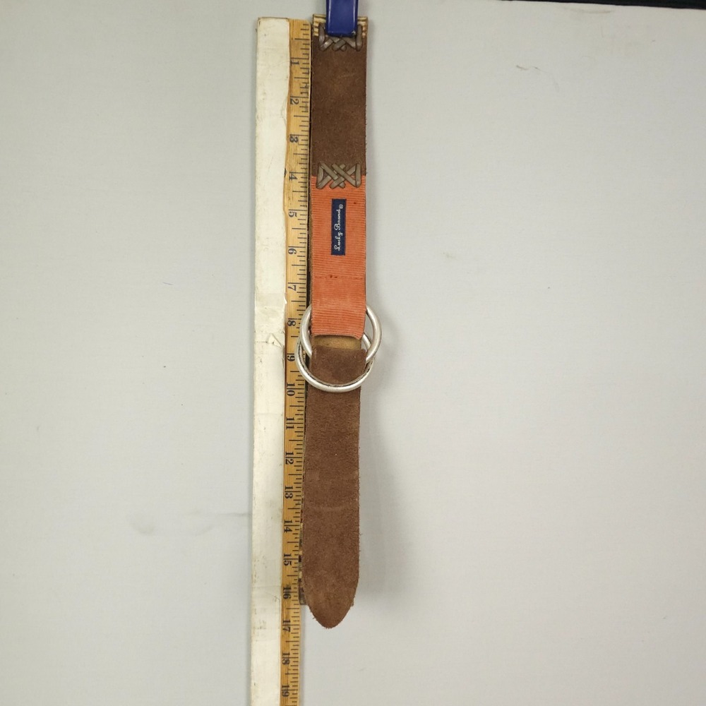 Vintage Lucky Brand Leather Belt Women 30 Inch Length Leather Corduroy Patchwork - Picture 13 of 15